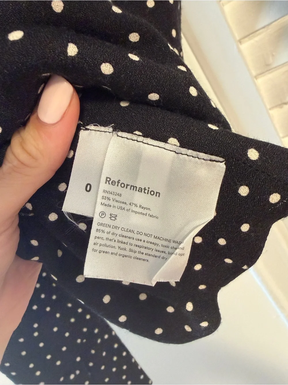 Reformation Black Polka Dot Sweetheart Long-Sleeve Top